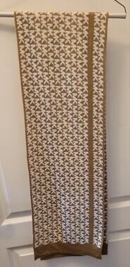 Michael Kors Reversible Scarf Beige & Cream Signature Scarf 64" L x 9.5" W